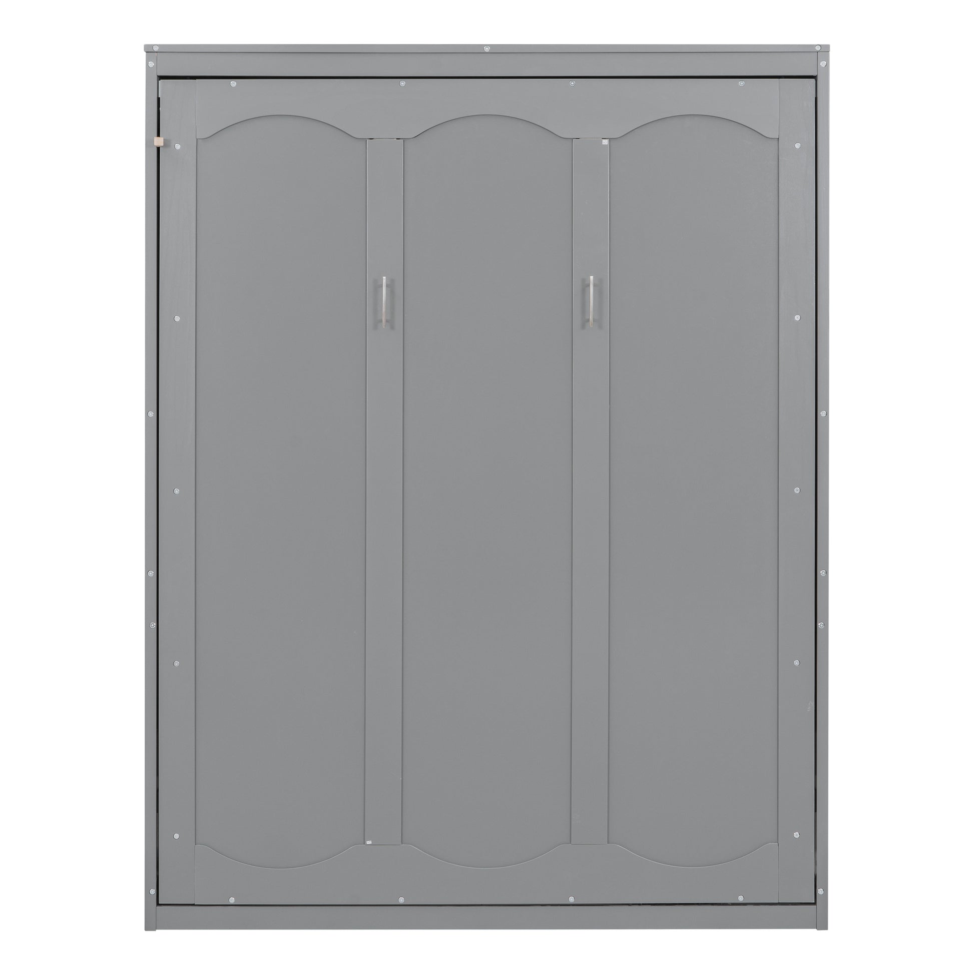 Queen Size Murphy Bed Wall Bed With Shelves,Gray Gray Solid Wood Mdf