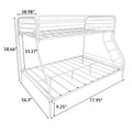 Twin Over Full Metal Bunk Bed, Heavy Duty Bunk Bed,Easy Assembly With Enhanced Upper Level Guardrail, White Box Spring Not Required Twin White Metal Bedroom Bunk Metal