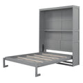 Queen Size Murphy Bed Wall Bed With Shelves,Gray Gray Solid Wood Mdf