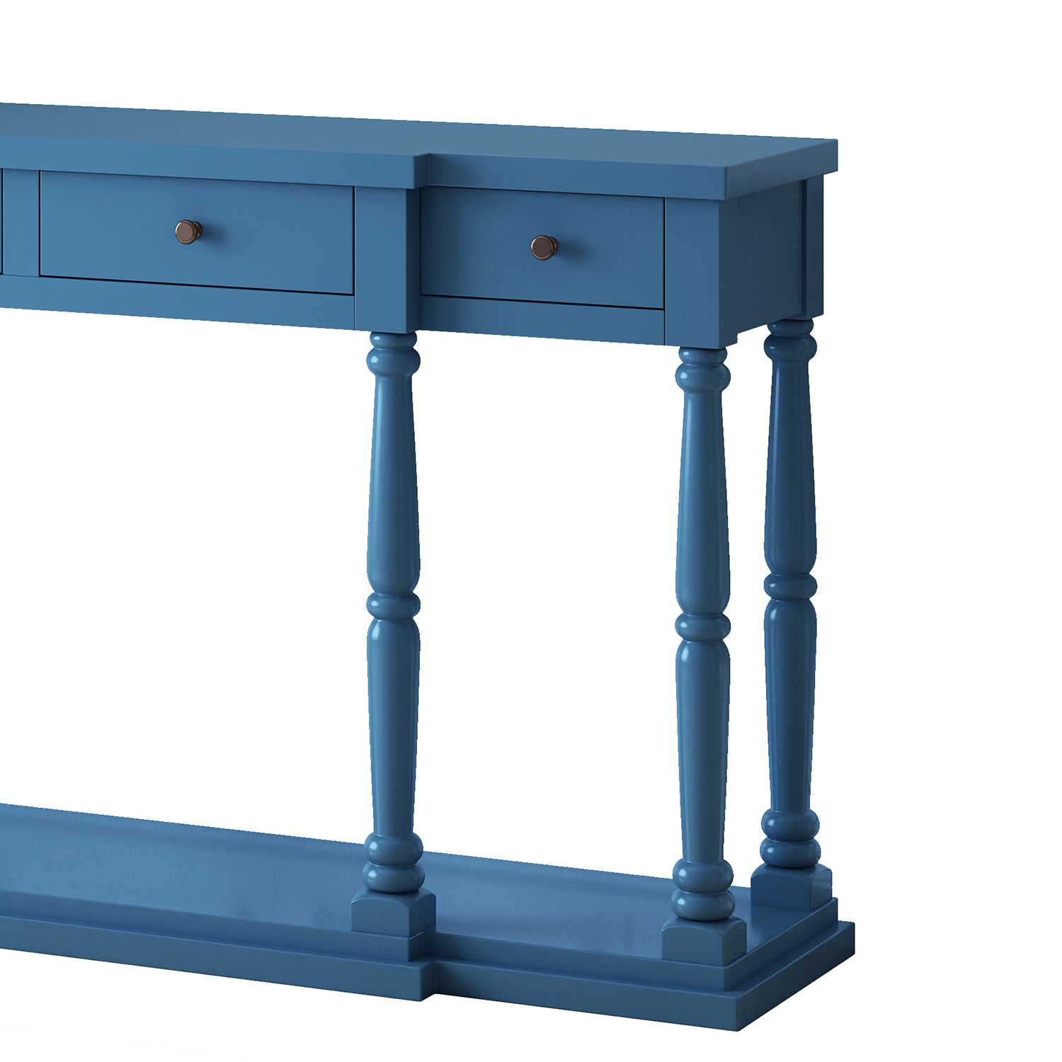 Retro Senior Console Table For Hallway Living Room Bedroom With 4 Front Facing Storage Drawers And 1 Shelf Navy Blue Mdf