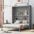 Queen Size Murphy Bed Wall Bed With Shelves,Gray Gray Solid Wood Mdf