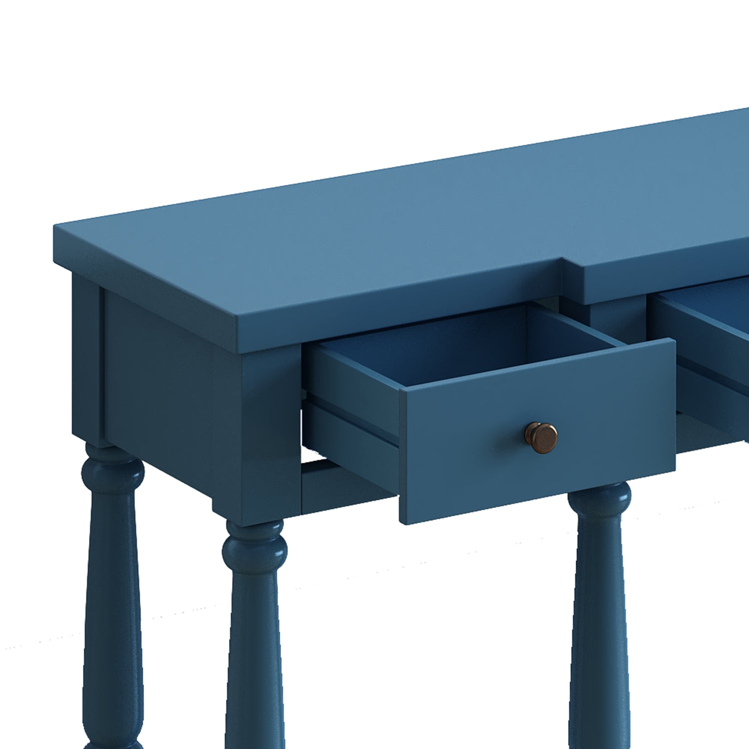Retro Senior Console Table For Hallway Living Room Bedroom With 4 Front Facing Storage Drawers And 1 Shelf Navy Blue Mdf