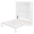 Queen Size Murphy Bed Wall Bed With Shelves,White White Solid Wood Mdf