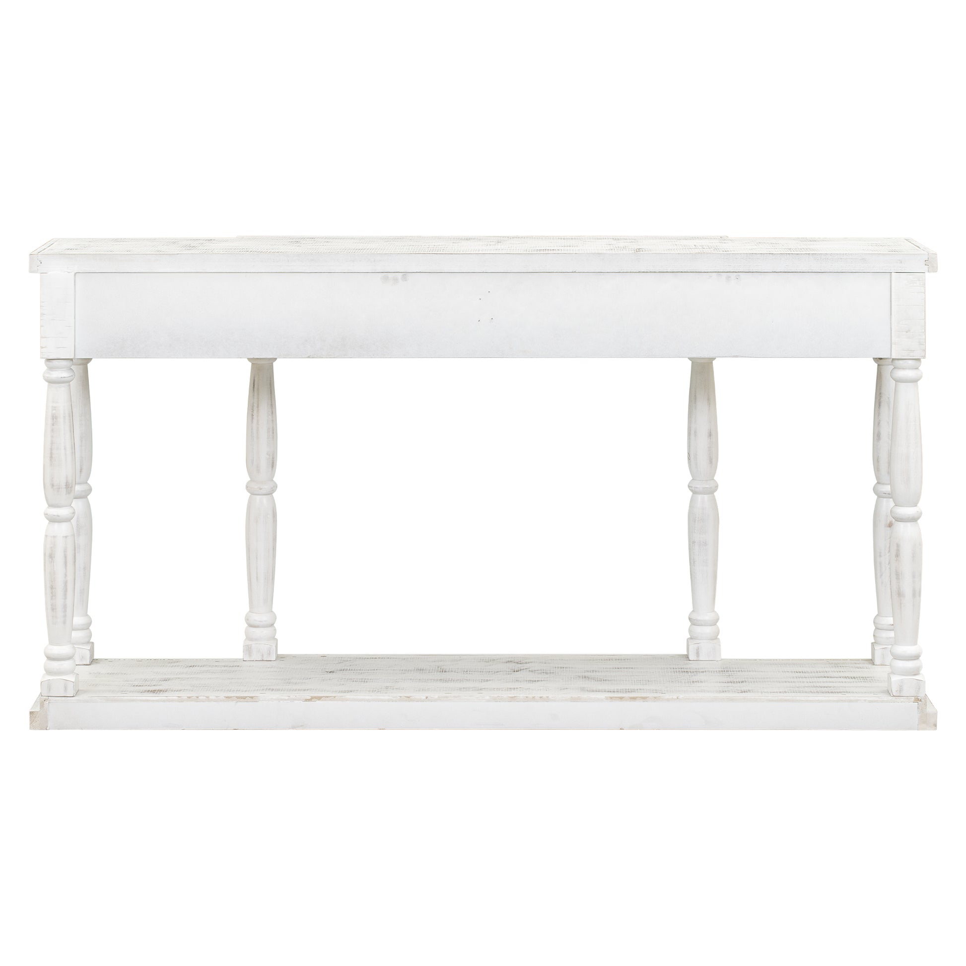 Retro Senior Console Table For Hallway Living Room Bedroom With 4 Front Facing Storage Drawers And 1 Shelf Antique White Mdf