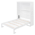 Full Size Murphy Bed Wall Bed With Shelves,White White Solid Wood Mdf