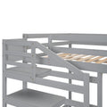 Full Size Loft Bed With Built In Storage Staircase And Hanger For Clothes, Gray Box Spring Not Required Full Gray Wood Bedroom Pine