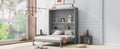 Queen Size Murphy Bed Wall Bed With Shelves,Gray Gray Solid Wood Mdf