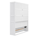 Queen Size Murphy Bed Wall Bed With Shelves,White White Solid Wood Mdf