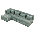 Free Combined Sectional Sofa 5 Seater Modular Couches With Storage Ottoman, 5 Pillows For Living Room, Bedroom, Office, Blue Green Blue Green Foam Chenille