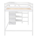 Full Size Loft Bed With Built In Storage Wardrobe And Staircase, White Old Sku:Sm000527Aak Box Spring Not Required Full White Wood Bedroom Pine