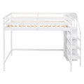 Full Size Loft Bed With Built In Storage Wardrobe And Staircase, White Box Spring Not Required Full White Wood Bedroom Pine