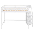 Full Size Loft Bed With Built In Storage Wardrobe And Staircase, White Old Sku:Sm000527Aak Box Spring Not Required Full White Wood Bedroom Pine