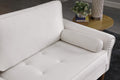 Living Room Sofa,3 Seater Sofawith Copper Nail On Arms ,Three Pillow,White White Velvet