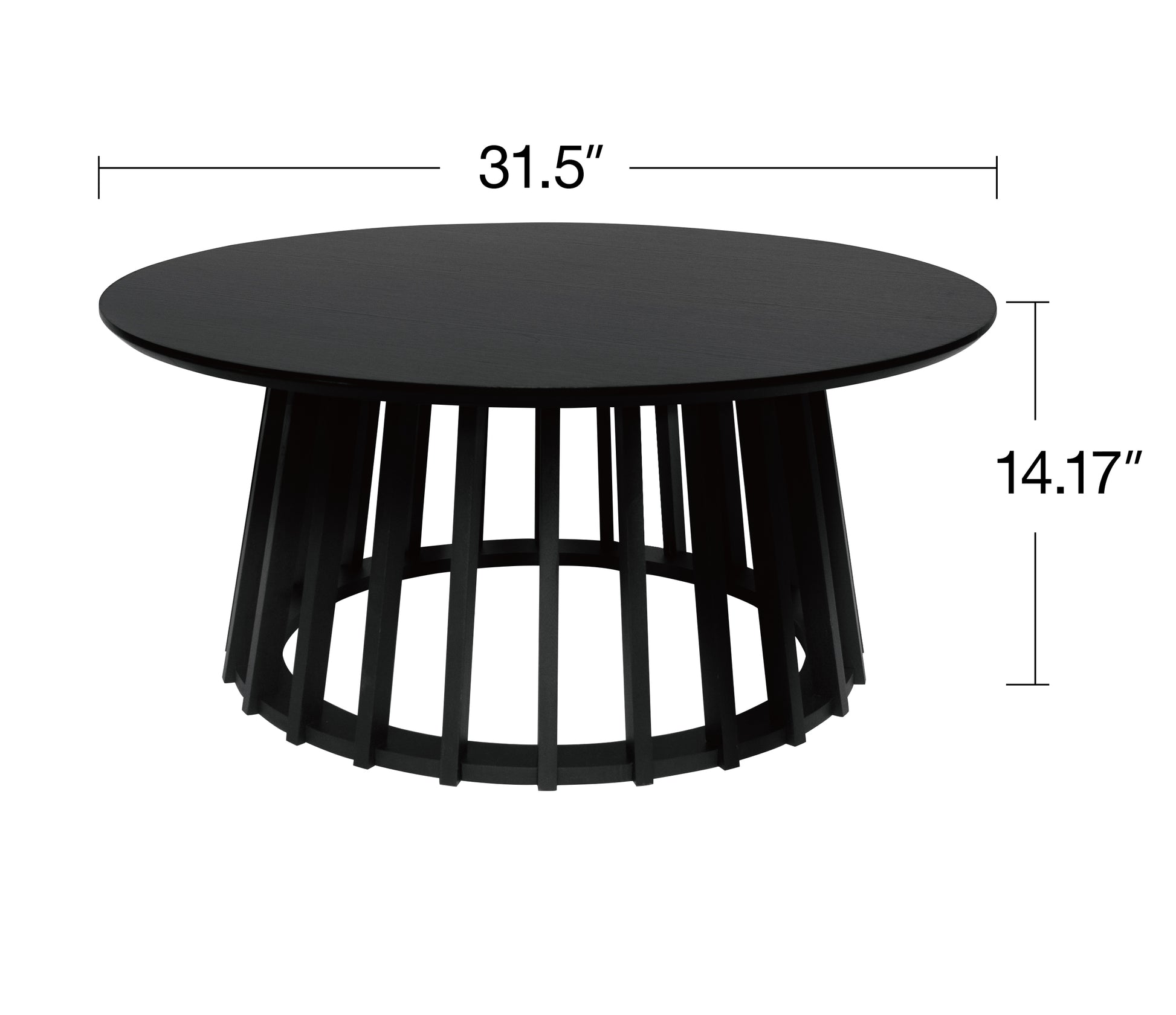 Round Coffee Table Set Of 2, Grille Molding, Suitable For Bedroom, Living Room, Balcony Black Mdf