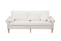 Living Room Sofa,3 Seater Sofawith Copper Nail On Arms ,Three Pillow,White White Velvet