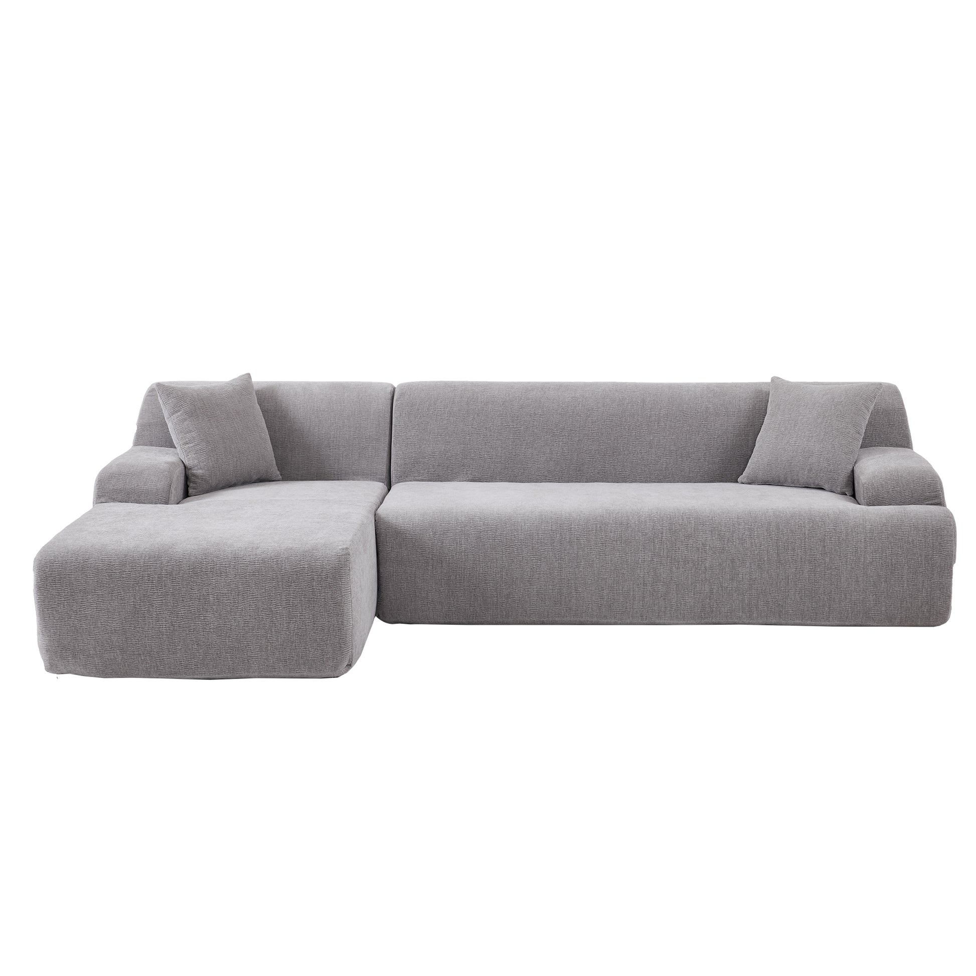 Modern Large L Shape Modular Sectional Sofa For Living Room, Bedroom, Salon, 2 Piece Free Combination, Simplified Style Gray Polyester 3 Seat