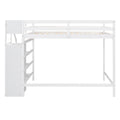 Full Size Loft Bed With Built In Storage Wardrobe And Staircase, White Old Sku:Sm000527Aak Box Spring Not Required Full White Wood Bedroom Pine