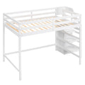 Full Size Loft Bed With Built In Storage Wardrobe And Staircase, White Old Sku:Sm000527Aak Box Spring Not Required Full White Wood Bedroom Pine