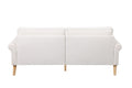 Living Room Sofa,3 Seater Sofawith Copper Nail On Arms ,Three Pillow,White White Velvet