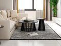 Round Coffee Table Set Of 2, Grille Molding, Suitable For Bedroom, Living Room, Balcony Black Mdf