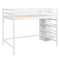 Full Size Loft Bed With Built In Storage Wardrobe And Staircase, White Box Spring Not Required Full White Wood Bedroom Pine