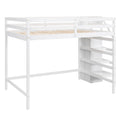 Full Size Loft Bed With Built In Storage Wardrobe And Staircase, White Old Sku:Sm000527Aak Box Spring Not Required Full White Wood Bedroom Pine