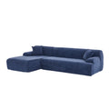 Modern Large L Shape Modular Sectional Sofa For Living Room, Bedroom, Salon, 2 Piece Free Combination, Simplified Style Blue Polyester 3 Seat