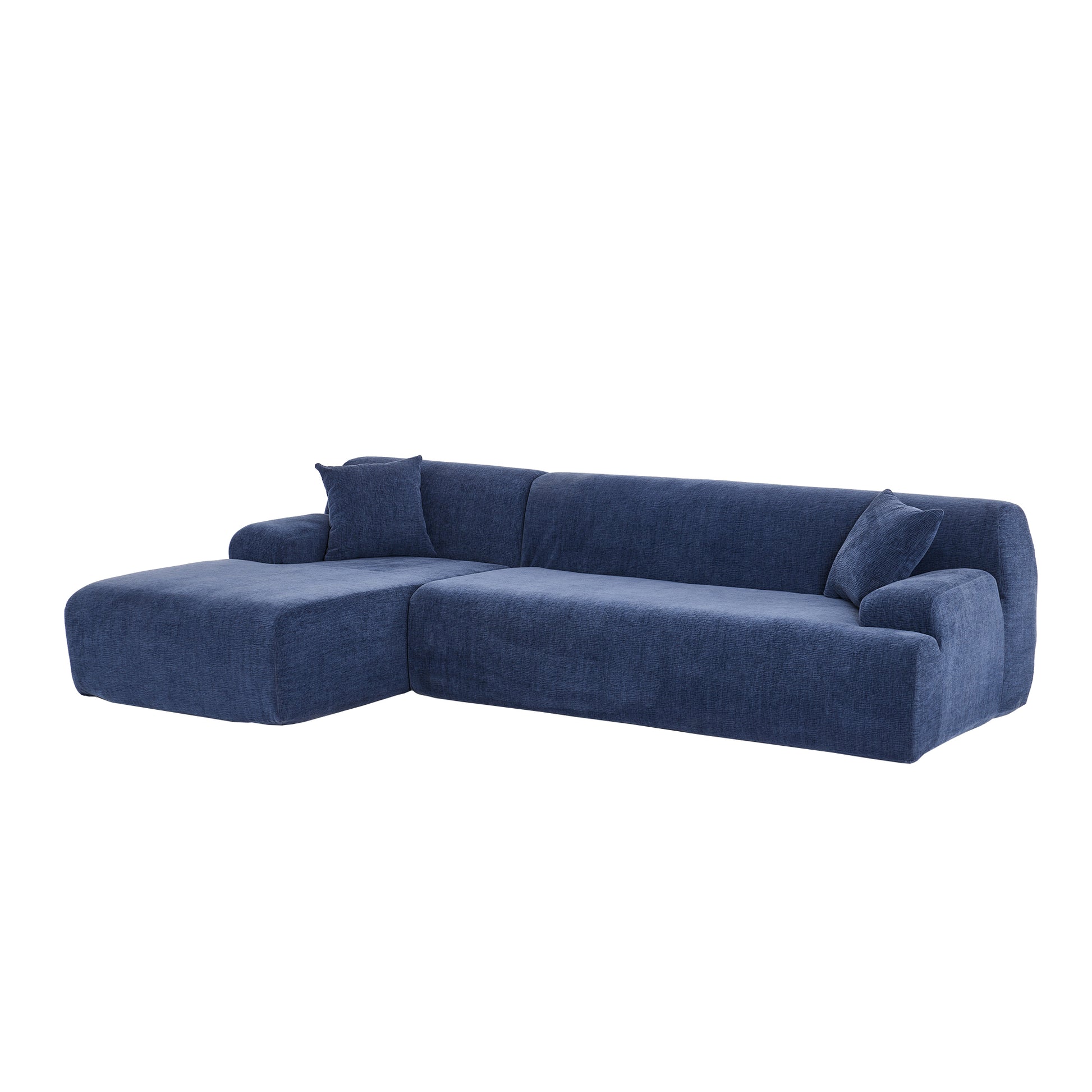Modern Large L Shape Modular Sectional Sofa For Living Room, Bedroom, Salon, 2 Piece Free Combination, Simplified Style Blue Polyester 3 Seat