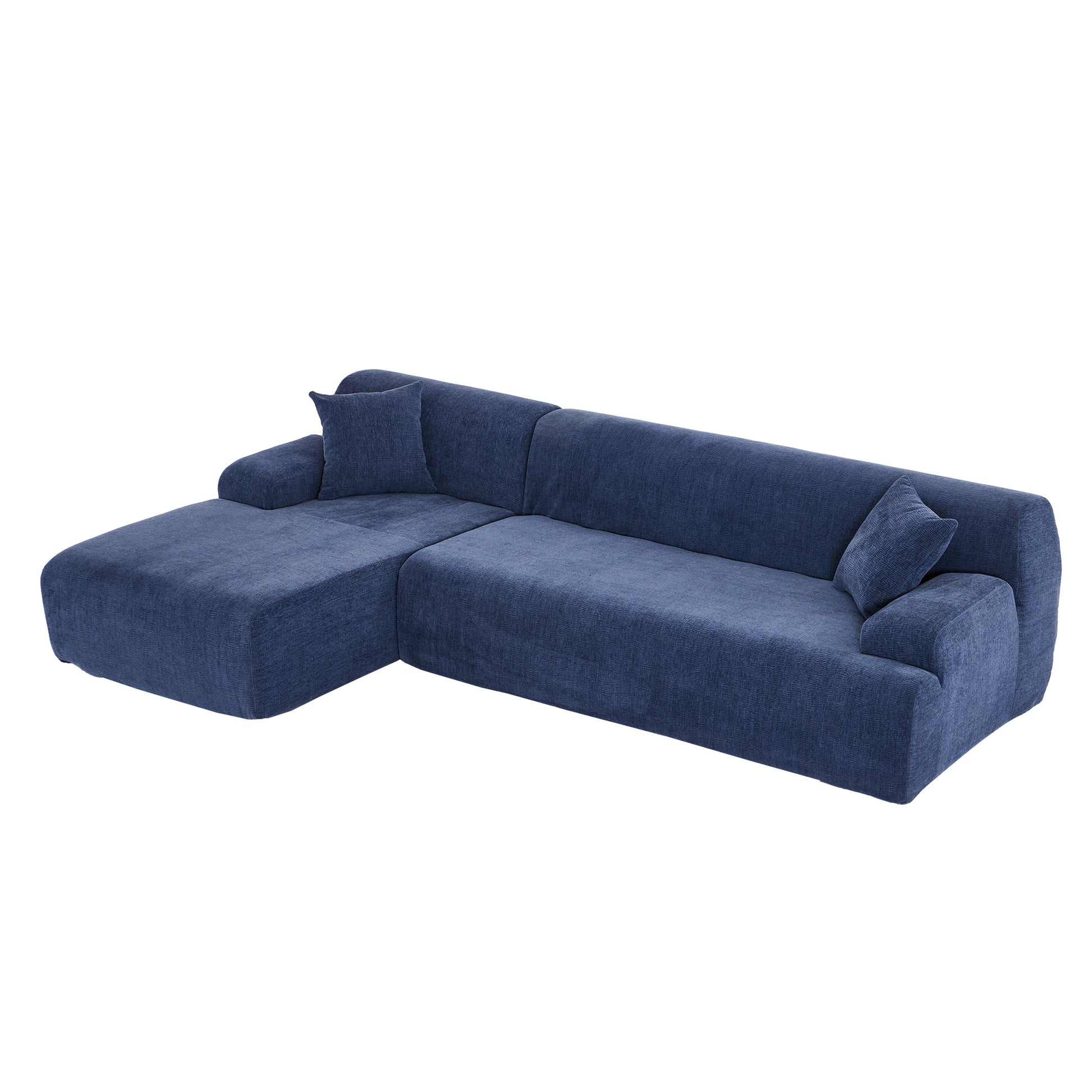 Modern Large L Shape Modular Sectional Sofa For Living Room, Bedroom, Salon, 2 Piece Free Combination, Simplified Style Blue Polyester 3 Seat