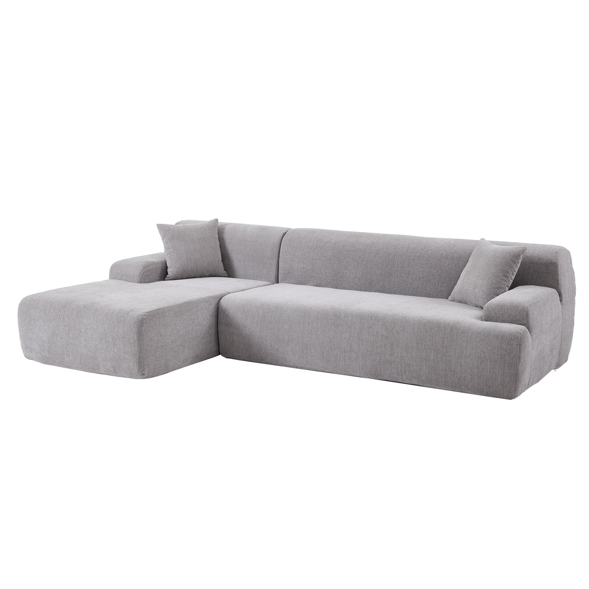 Modern Large L Shape Modular Sectional Sofa For Living Room, Bedroom, Salon, 2 Piece Free Combination, Simplified Style Gray Polyester 3 Seat