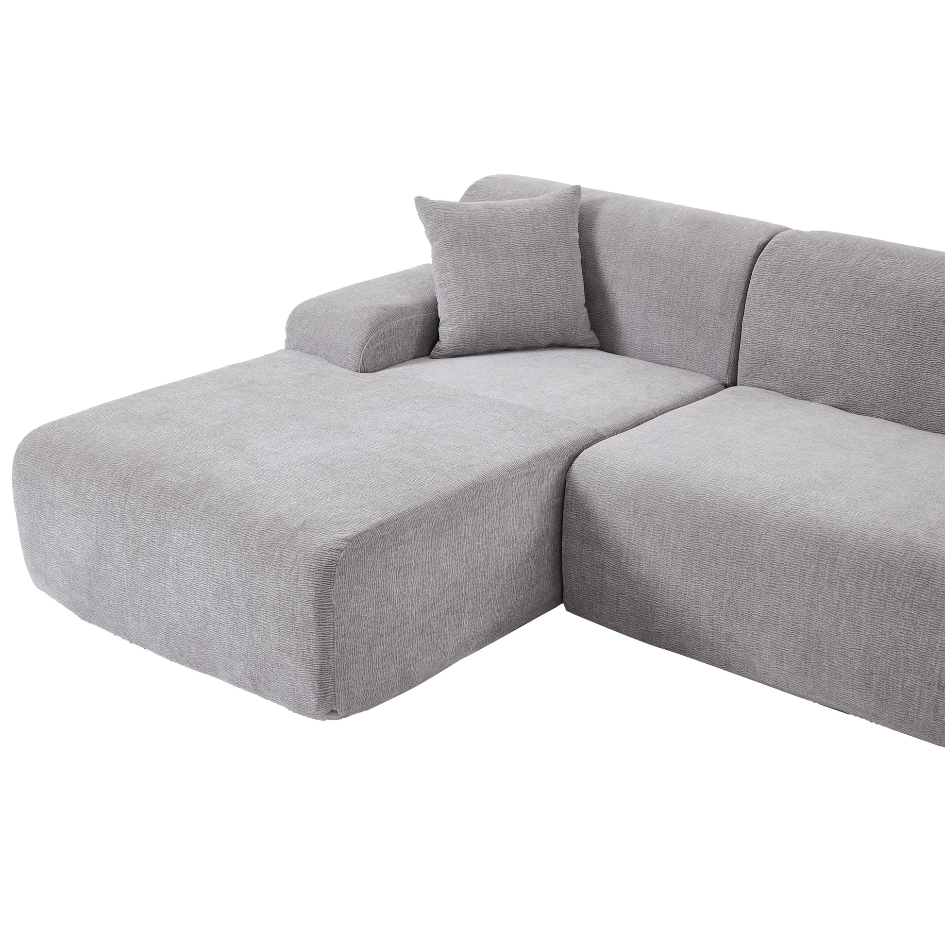 Modern Large L Shape Modular Sectional Sofa For Living Room, Bedroom, Salon, 2 Piece Free Combination, Simplified Style Gray Polyester 3 Seat