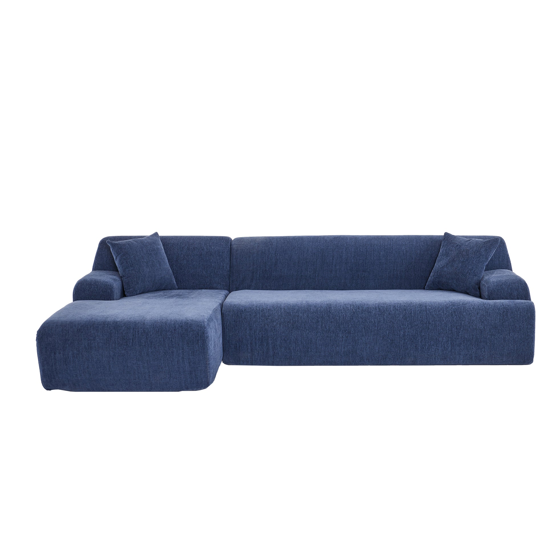 Modern Large L Shape Modular Sectional Sofa For Living Room, Bedroom, Salon, 2 Piece Free Combination, Simplified Style Blue Polyester 3 Seat