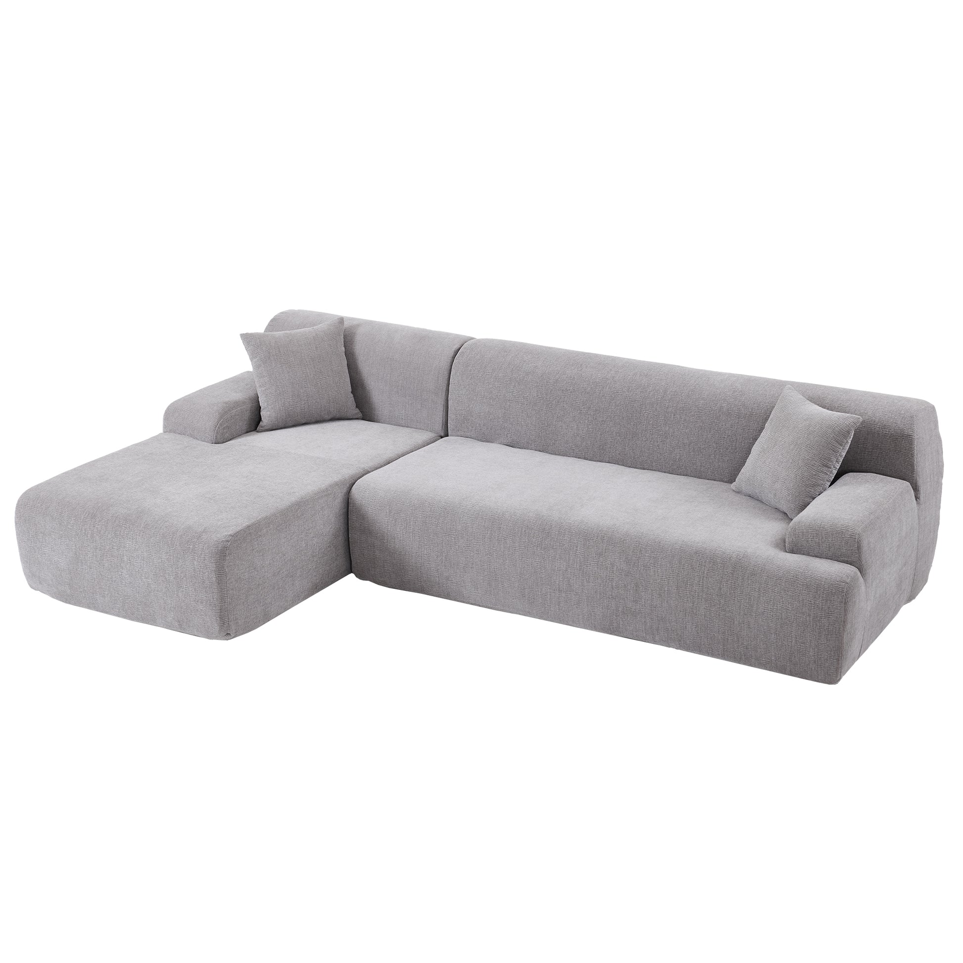 Modern Large L Shape Modular Sectional Sofa For Living Room, Bedroom, Salon, 2 Piece Free Combination, Simplified Style Gray Polyester 3 Seat