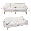 Living Room Sofa,3 Seater Sofawith Copper Nail On Arms ,Three Pillow,White White Velvet