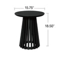 Round Coffee Table Set Of 2, Grille Molding, Suitable For Bedroom, Living Room, Balcony Black Mdf