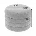 007 Boucle Fabric Storage Round Ottoman Footstool With Wooden Shelving,Ivory White Wood Primary Living Space White Solid Eucalyptus Wood With Storage Ivory Backless Soft Modern Flip Top Round