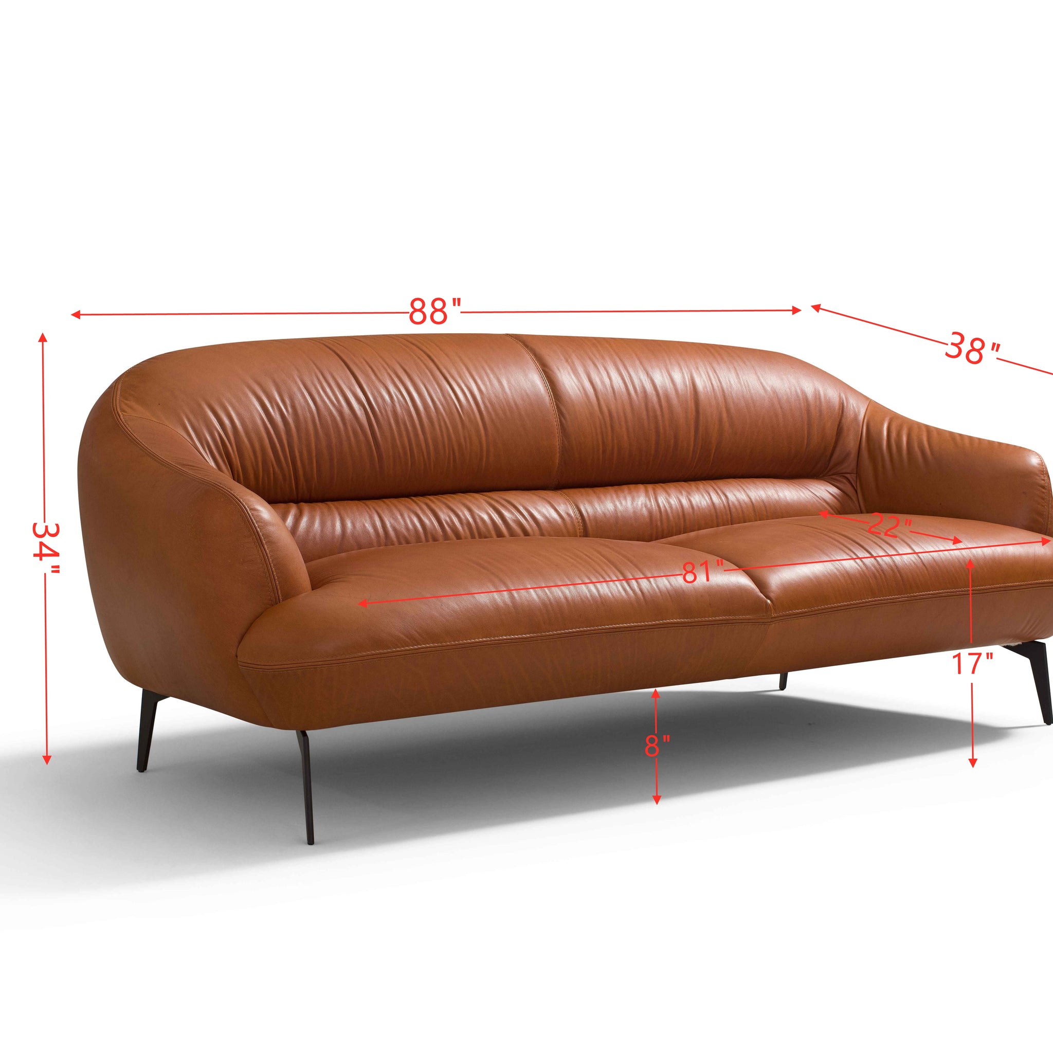 Leonia Sofa Cognac Leather Lv00937 Brown Leather