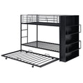 Metal Bunk Bed With Big Bookshelf, Twin, Black Black Metal