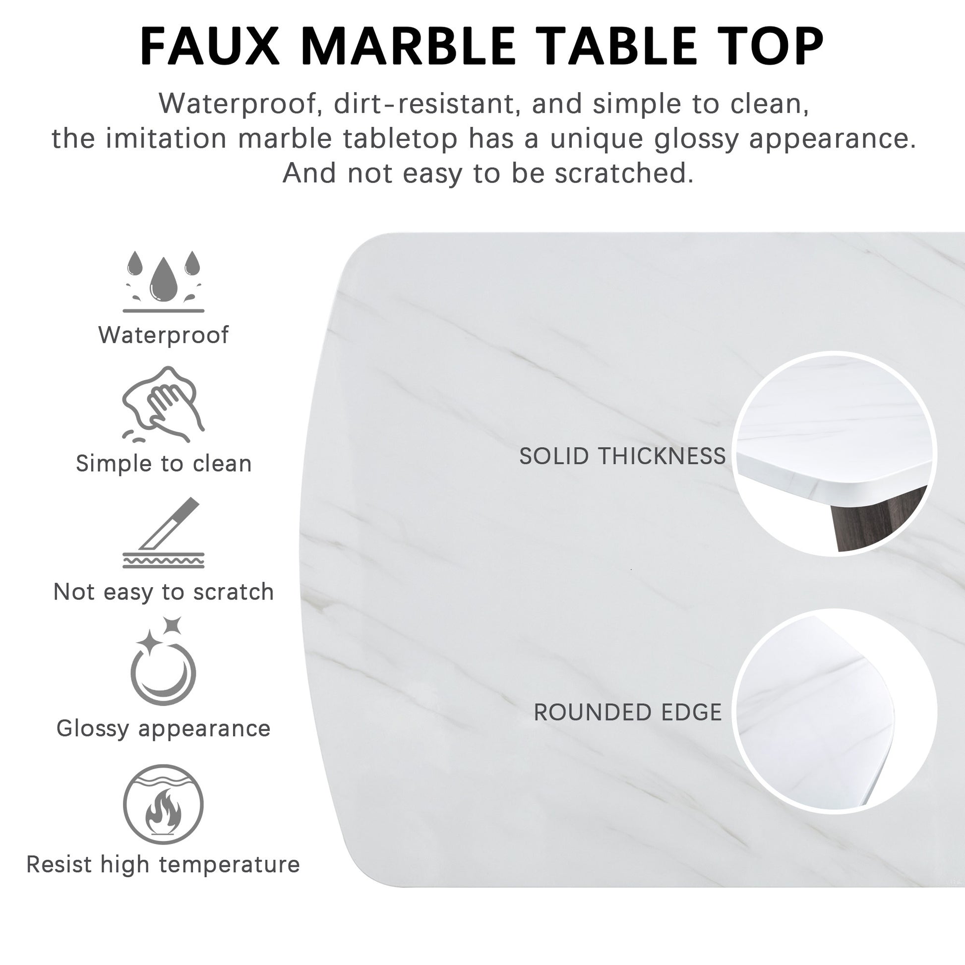 Modern Dining Table, Dining Room Table With 63" Faux Marble Top And V Shape Mdf Base, Kitchen Dining Table For Kitchen Living Dining Room White Dining Room Modern Rectangular Mdf