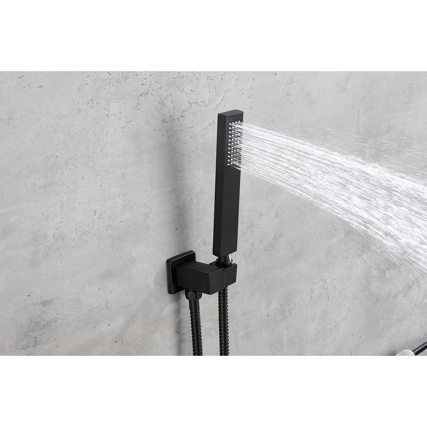 Wall Mounted Waterfall Rain Shower System Matte Black Brass