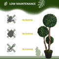Artificial Plant For Home Decor Indoor & Outdoor Fake Plants Artificial Tree In Pot, 3 Ball Boxwood Topiary Tree For Home Office, Living Room Decor, Dark Green Dark Green Plastic