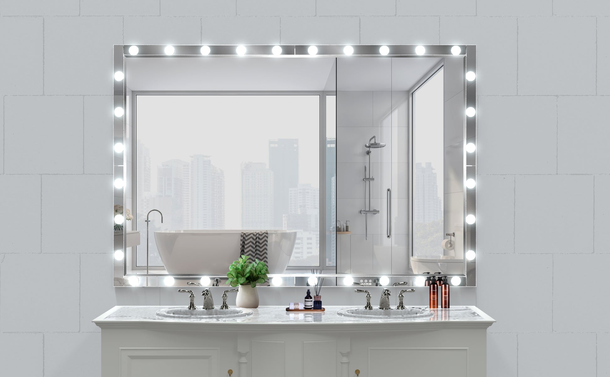 Hollywood Led Full Body Mirror With Lights Extra Large Full Length Vanity Mirror With 3 Color Mode Lights, Vertical Horizontal Hanging Aluminum Mirror For Dressing Rooms, Bedroom Silver, 72X48
