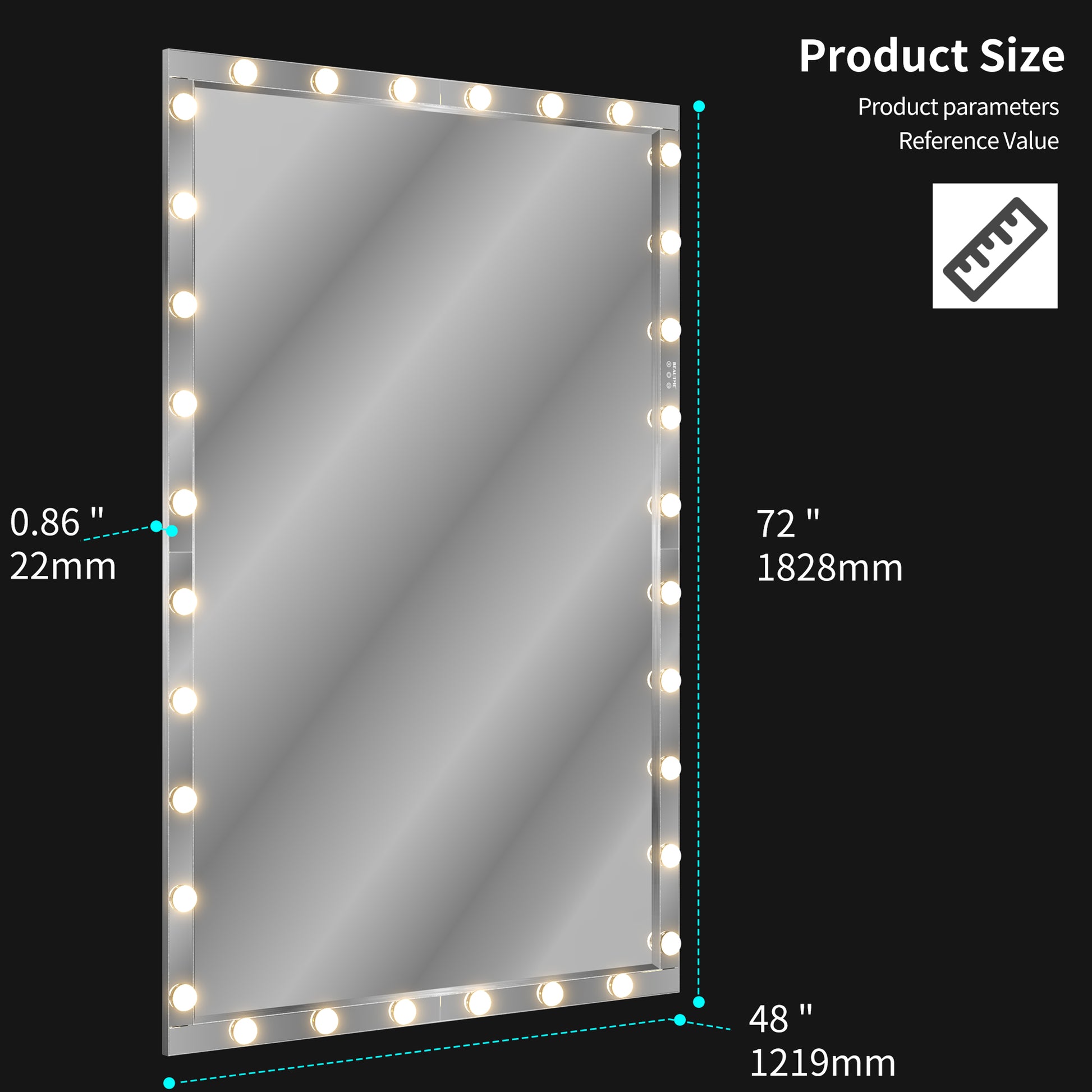 Hollywood Led Full Body Mirror With Lights Extra Large Full Length Vanity Mirror With 3 Color Mode Lights, Vertical Horizontal Hanging Aluminum Mirror For Dressing Rooms, Bedroom Silver, 72X48