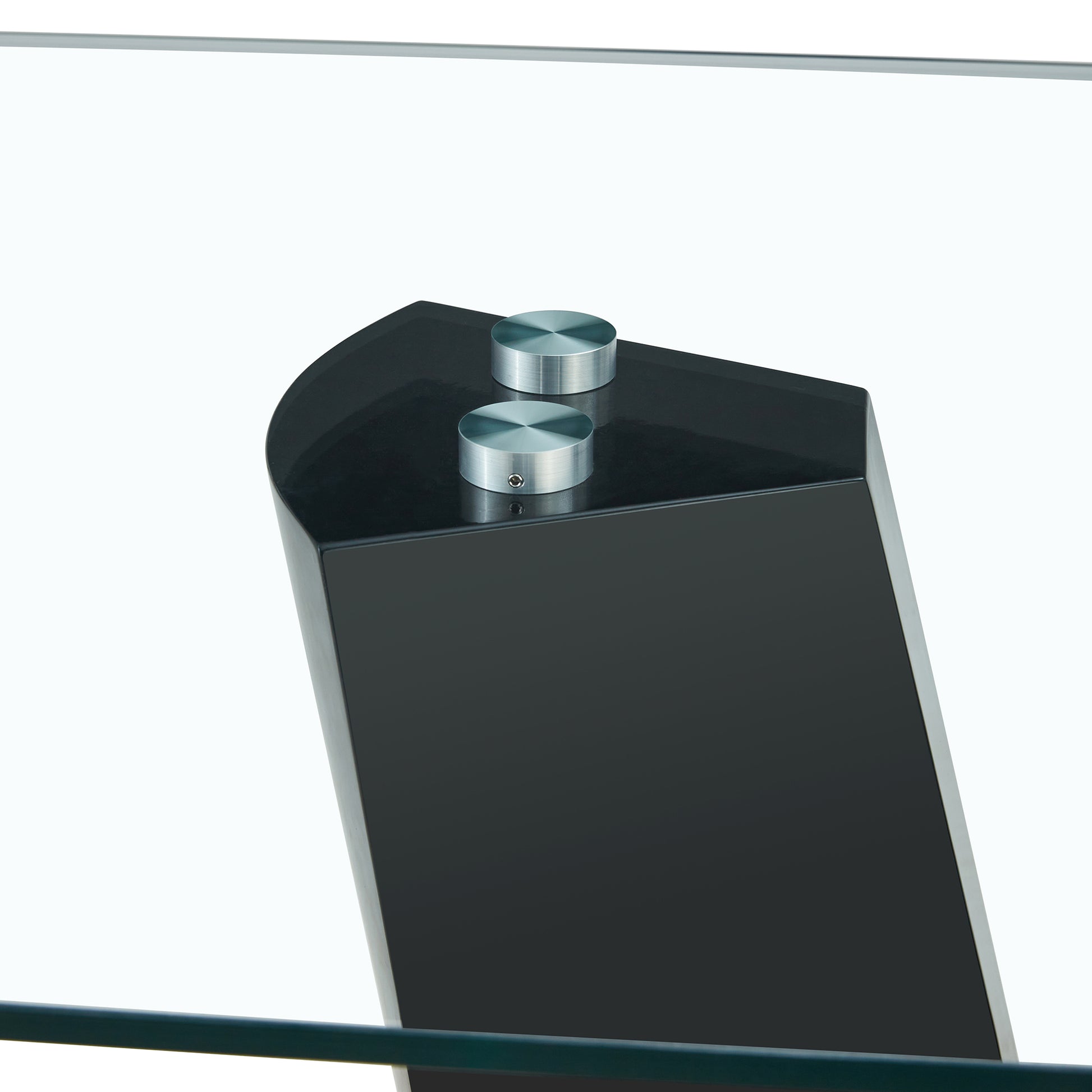 Modern Dining Table, 63" Dining Room Table With Glasstop And V Shape Base, Rectangular Kitchen Dining Table For Kitchen Living Dining Room Only Table Clear Black Dining Room Luxury,Modern Mdf Glass Glass Metal