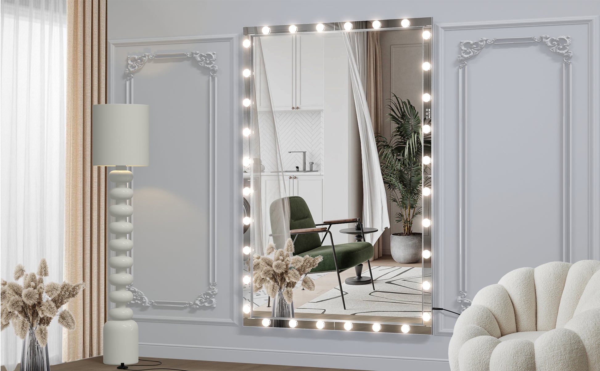 Hollywood Led Full Body Mirror With Lights Extra Large Full Length Vanity Mirror With 3 Color Mode Lights, Vertical Horizontal Hanging Aluminum Mirror For Dressing Rooms, Bedroom Silver, 72X48