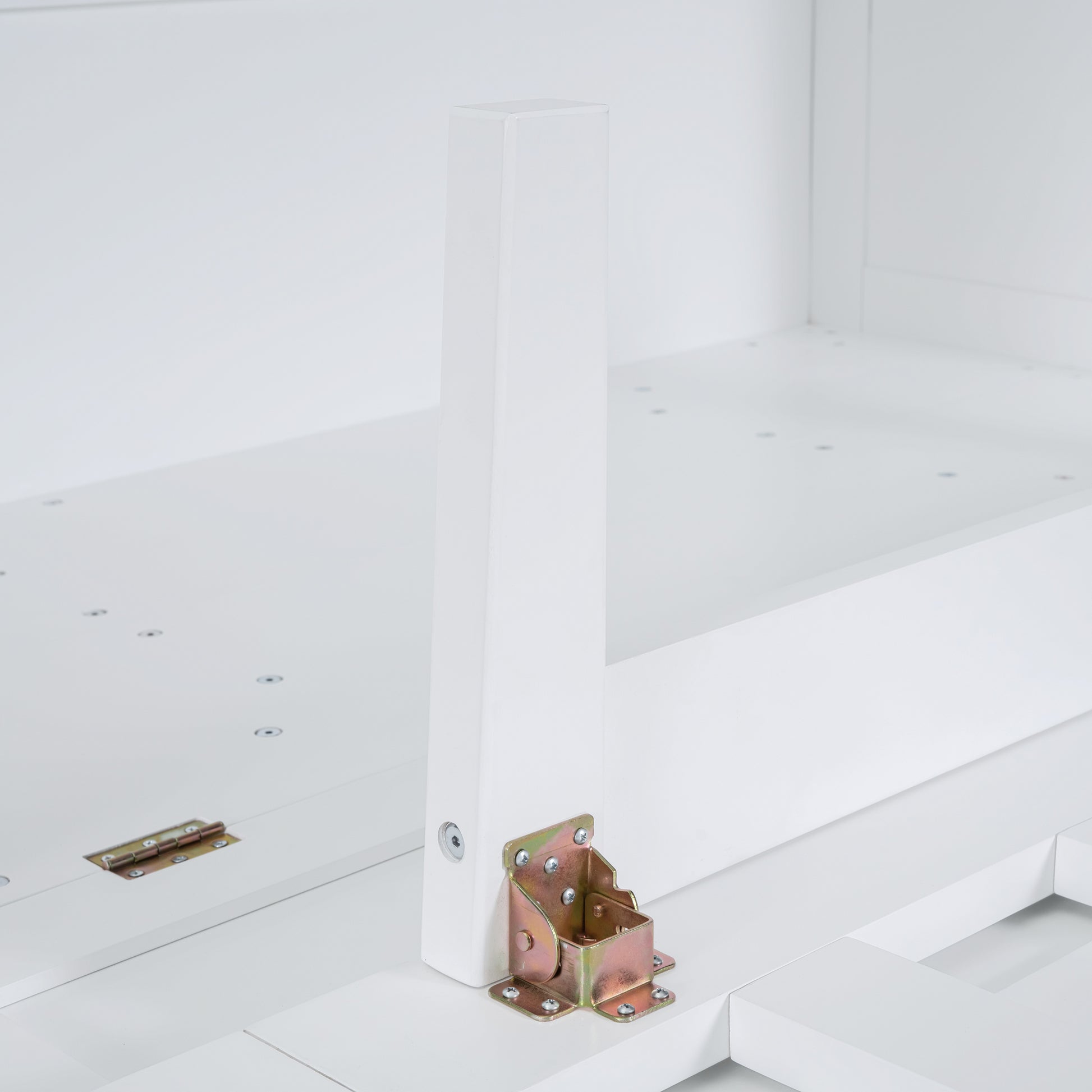 Full Size Murphy Bed With Usb Port And Removable Shelves On Each Side,White White Solid Wood Mdf