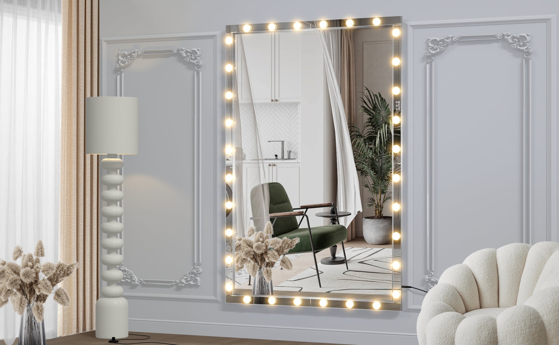 Hollywood Led Full Body Mirror With Lights Extra Large Full Length Vanity Mirror With 3 Color Mode Lights, Vertical Horizontal Hanging Aluminum Mirror For Dressing Rooms, Bedroom Silver, 72X48