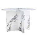 Round Dining Table For 4 6, 47 Inch Modern Kitchen Faux Marble Table Small Dinner Table Mdf Kitchen Dinning Table For Cafe Restaurant Wine Bar Home Office Conference Only Table White Modern Mdf