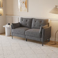 57.5 Inch Cotton Linen Dark Grayseat Metal Feet Plastic Feet Thick Cushion With Two Armrests Dark Grey Polyester Blend