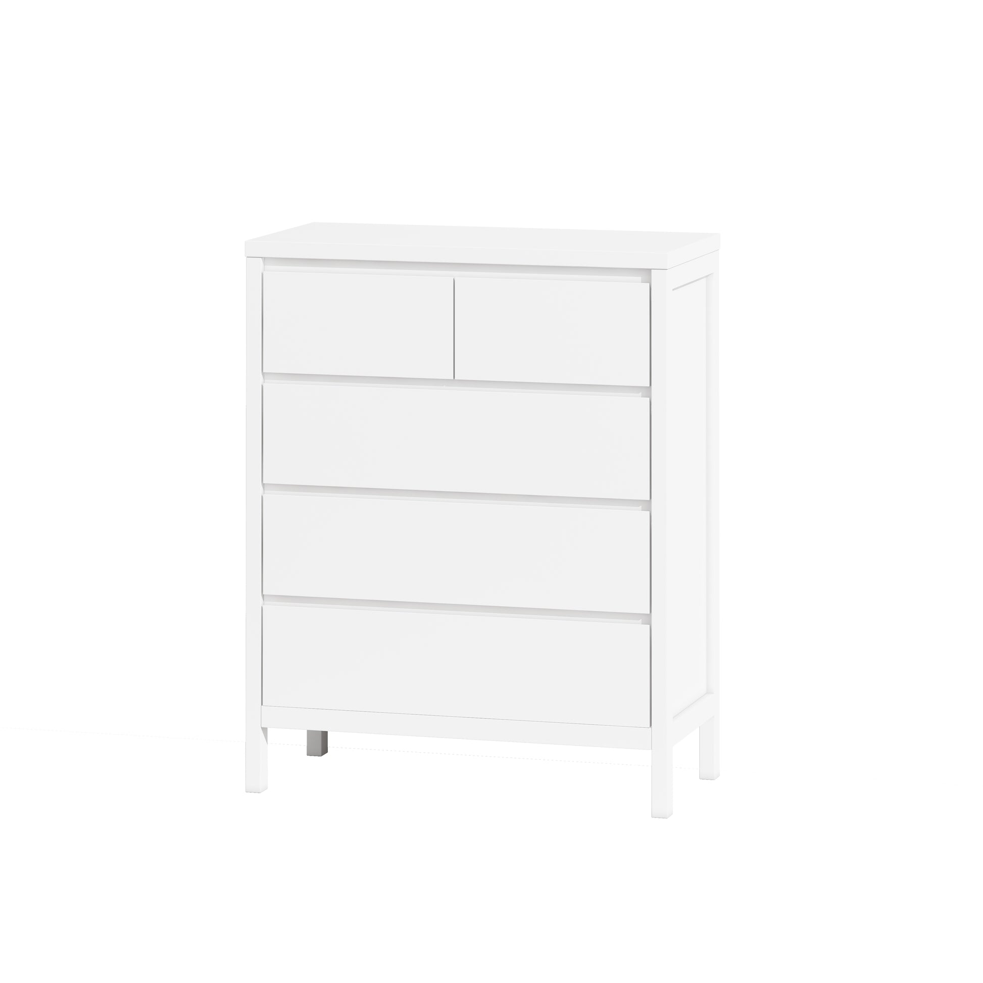 31.61"4 Tier 5 Drawer Mdf Storage Cabinet,For Bedroom,Living Room,Dining Room,Hallways,White White Mdf